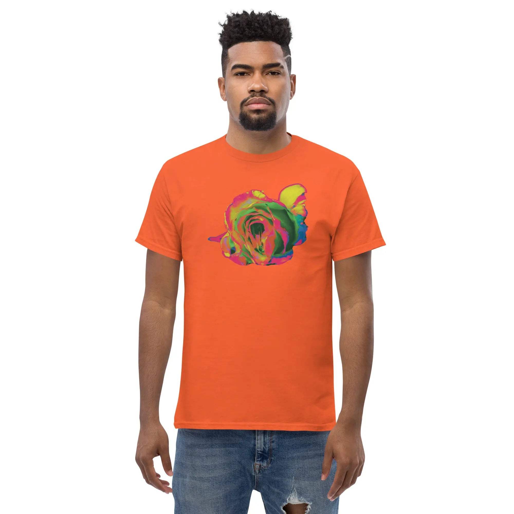 Queer Botanicals | Rainbow Rose | Unisex Classic Short Sleeve T-Shirt BaDeYaDeYa