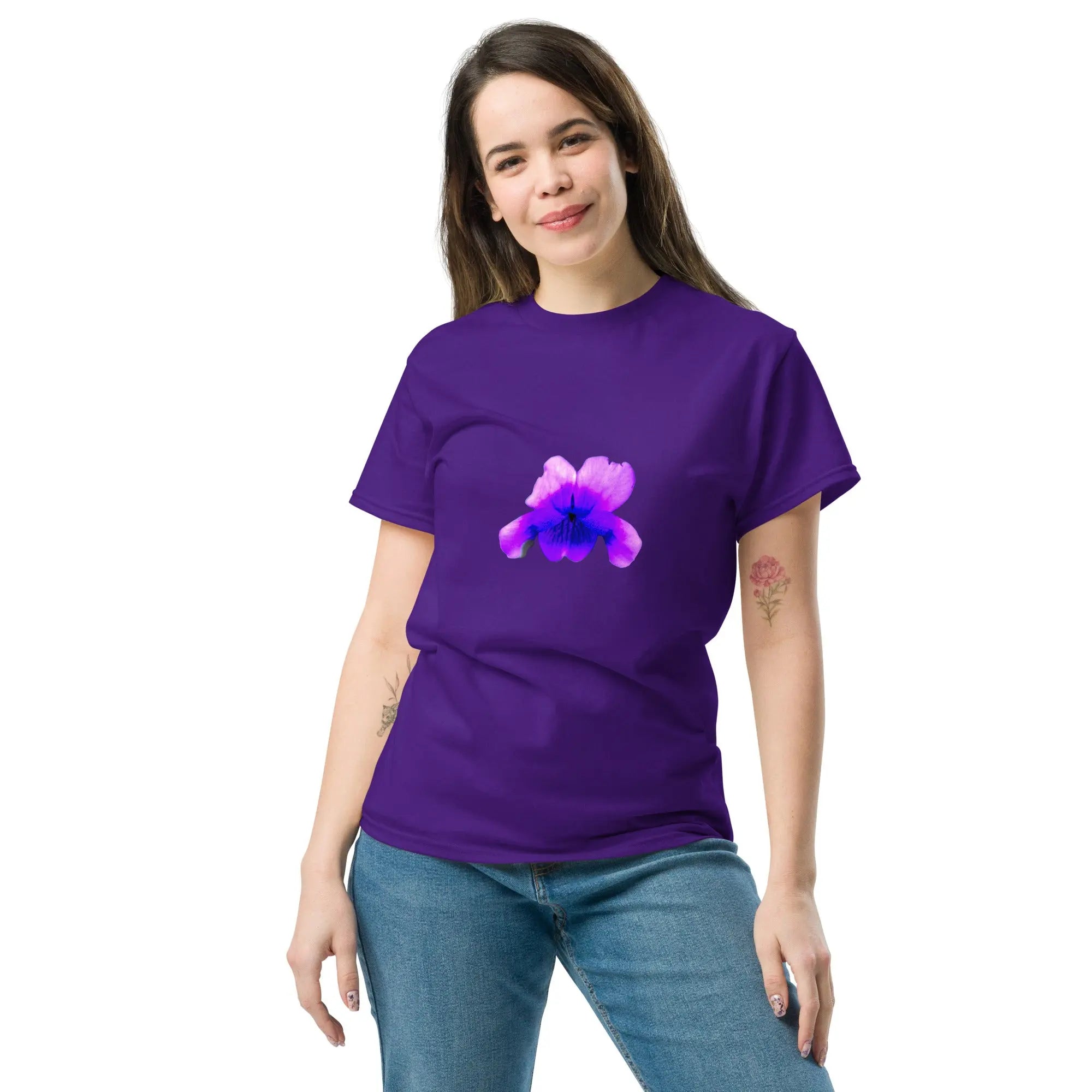 Queer Botanicals  | Violets | Unisex Classic Short Sleeve T-Shirt BaDeYaDeYa