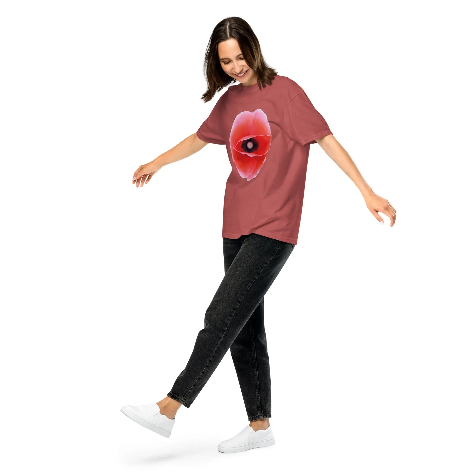 Queer Botanicals | Red Poppy | Unisex Heavyweight T-Shirt BaDeYaDeYa