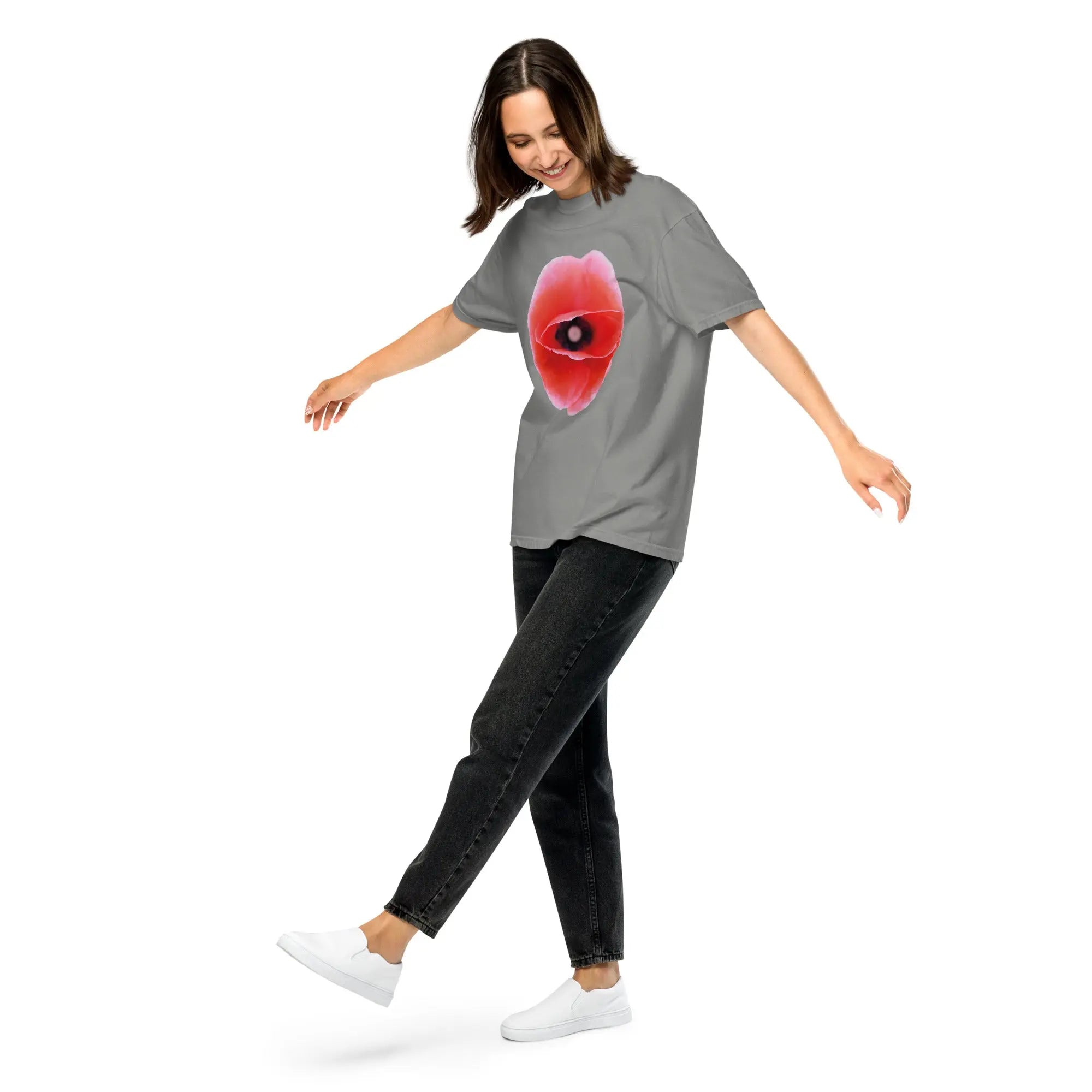 Queer Botanicals | Red Poppy | Unisex Heavyweight T-Shirt BaDeYaDeYa