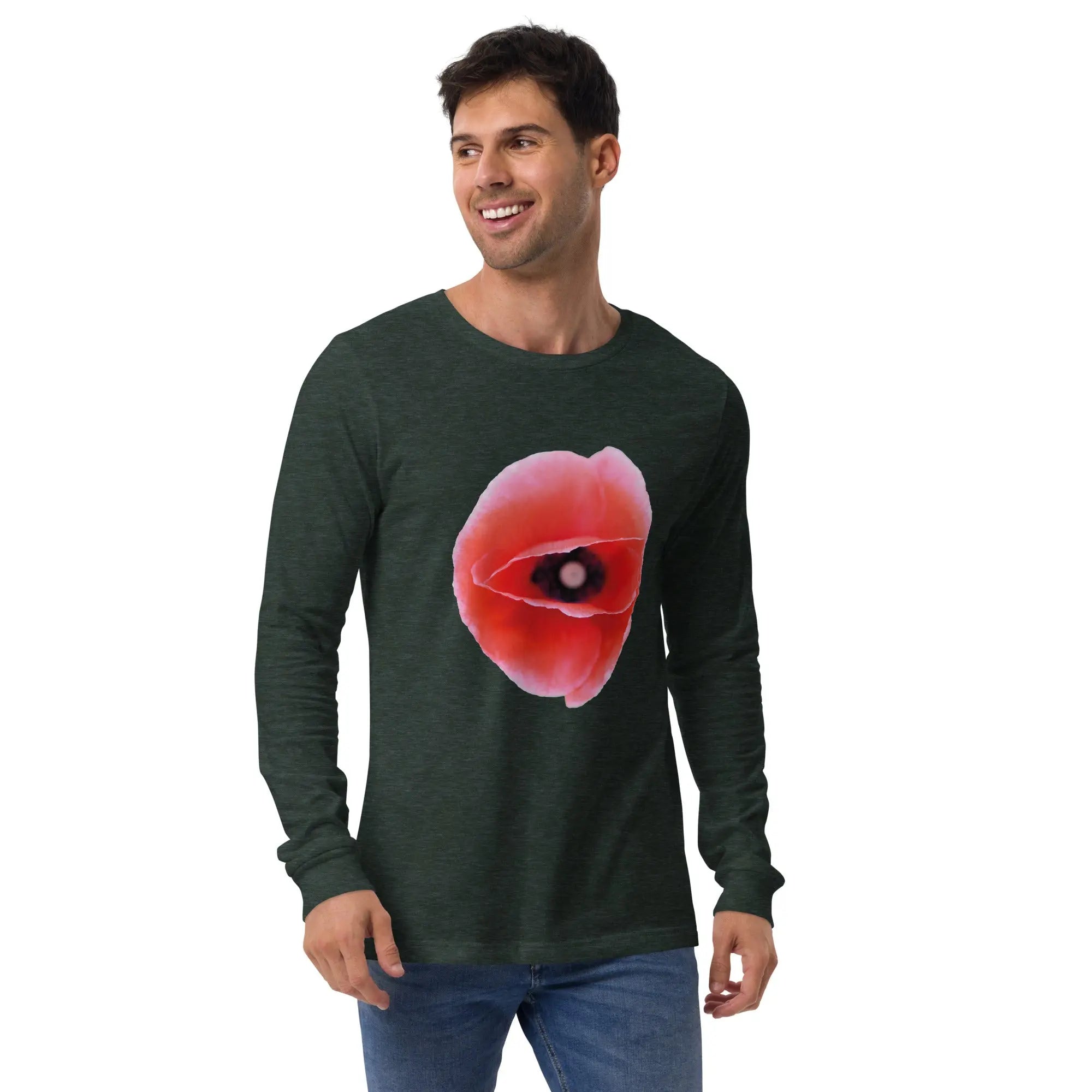 Queer Botanicals | Red Poppy | Unisex Long Sleeve T-Shirt BaDeYaDeYa