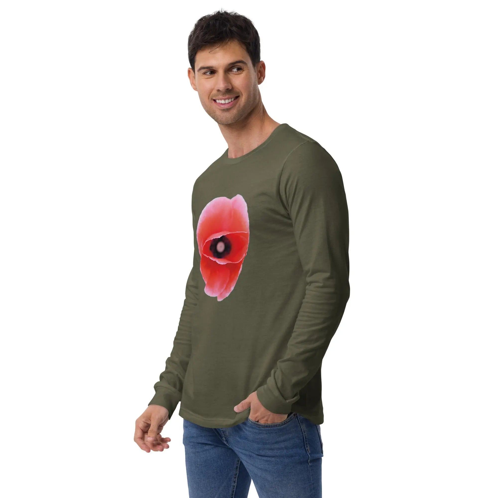 Queer Botanicals | Red Poppy | Unisex Long Sleeve T-Shirt BaDeYaDeYa