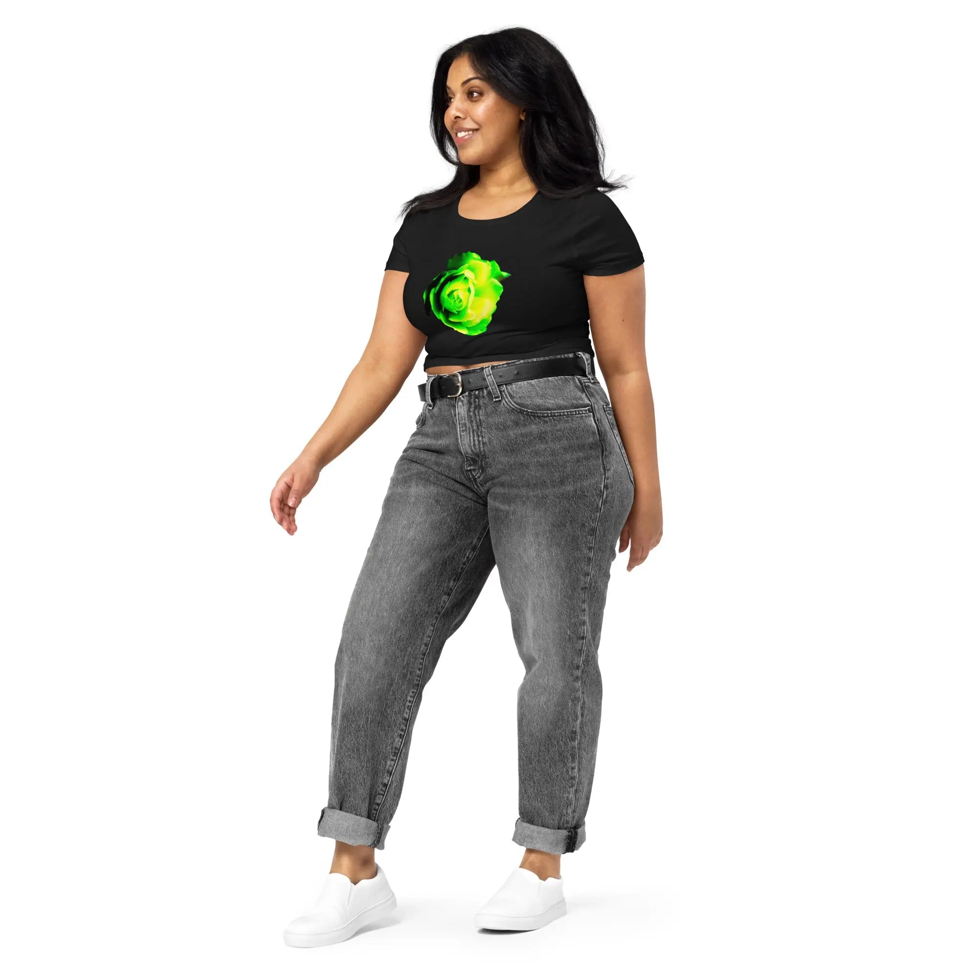 Queer Botanicals | Lime Rose | Women’s Fitted Crop Top BaDeYaDeYa