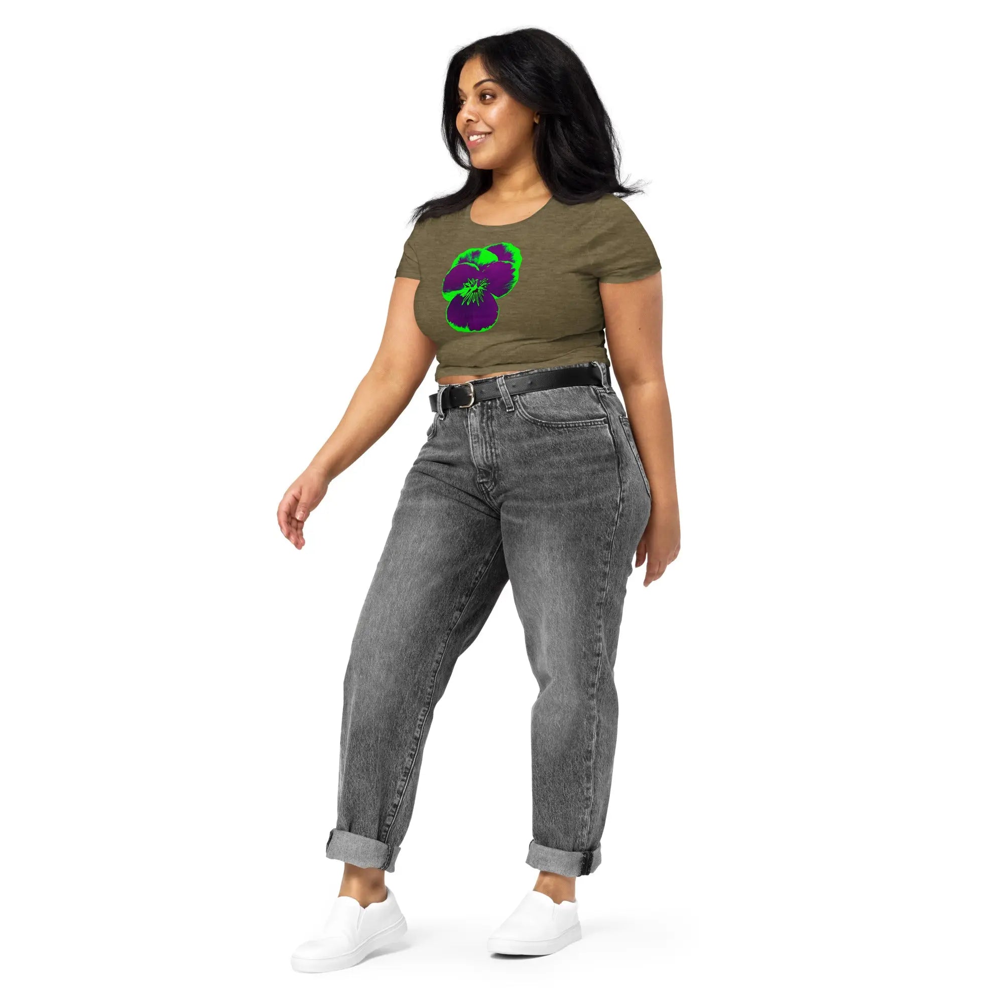 Queer Botanicals | Pansy | Women’s Fitted Crop Tee BaDeYaDeYa