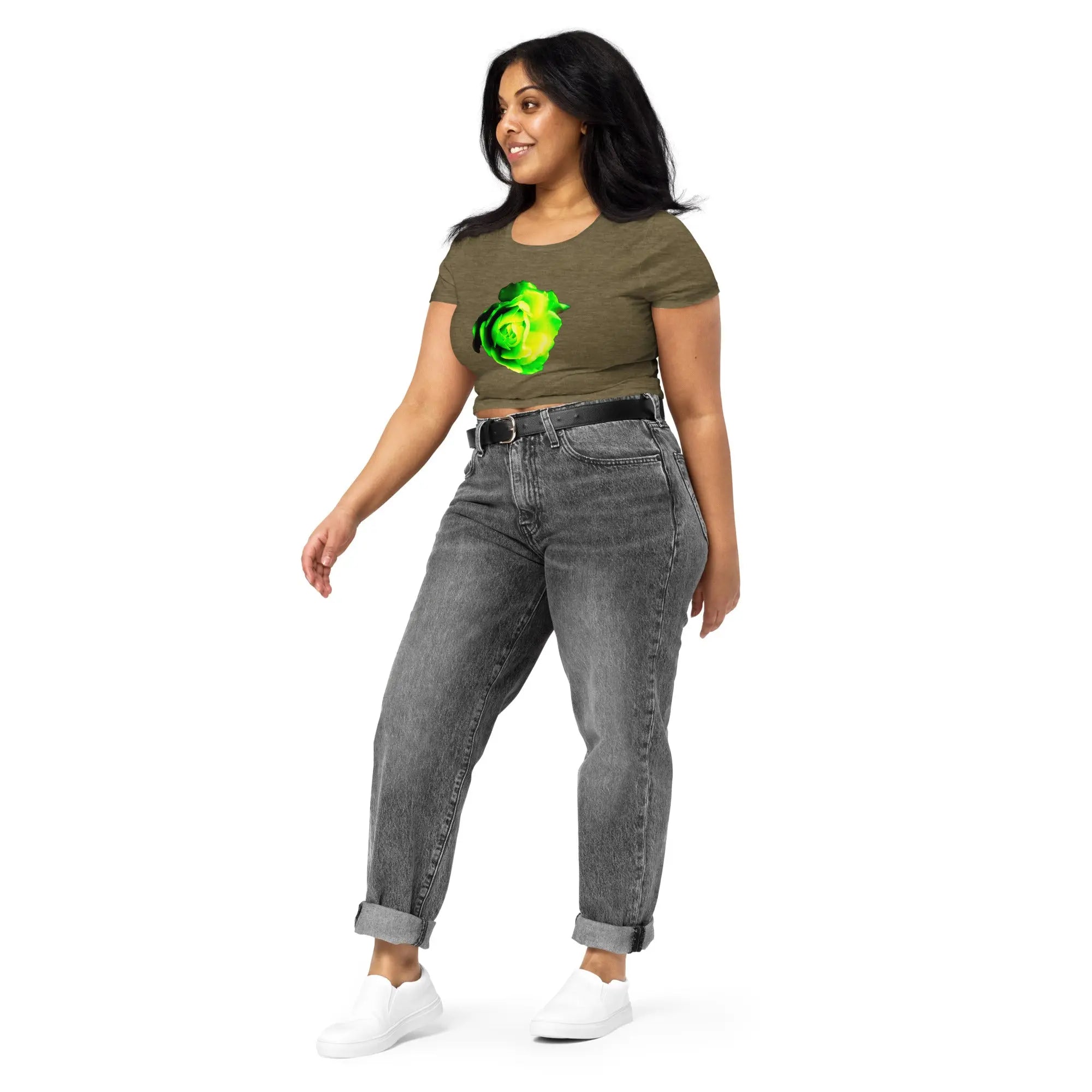 Queer Botanicals | Lime Rose | Women’s Fitted Crop Top BaDeYaDeYa