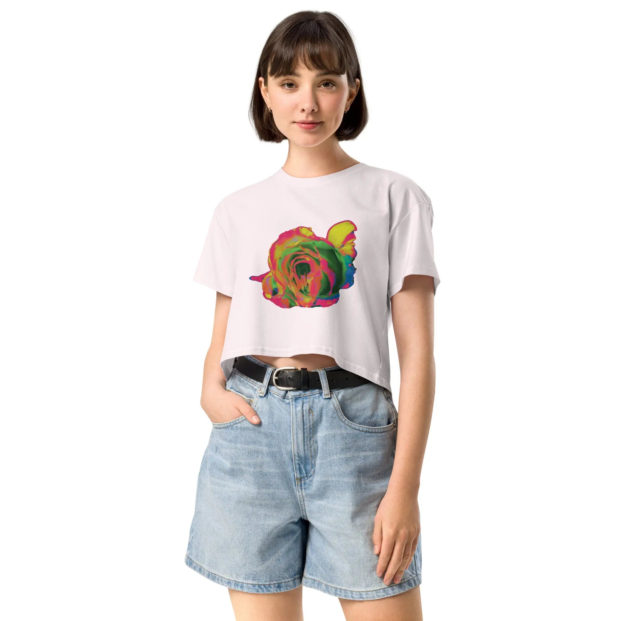 Queer Botanicals | Rainbow Rose | Unisex Crop Top BaDeYaDeYa