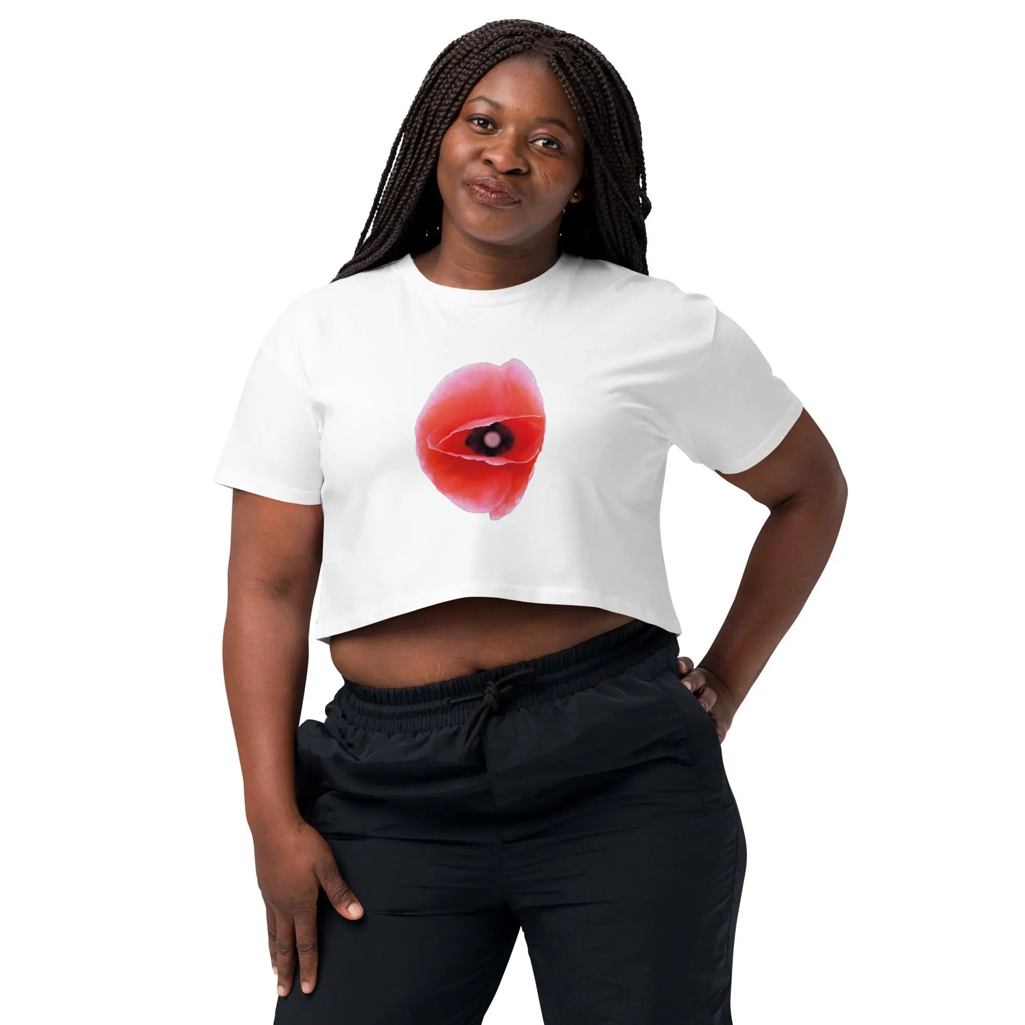 Queer Botanicals | Red Poppy | Women's/They Friendly Crop Top BaDeYaDeYa