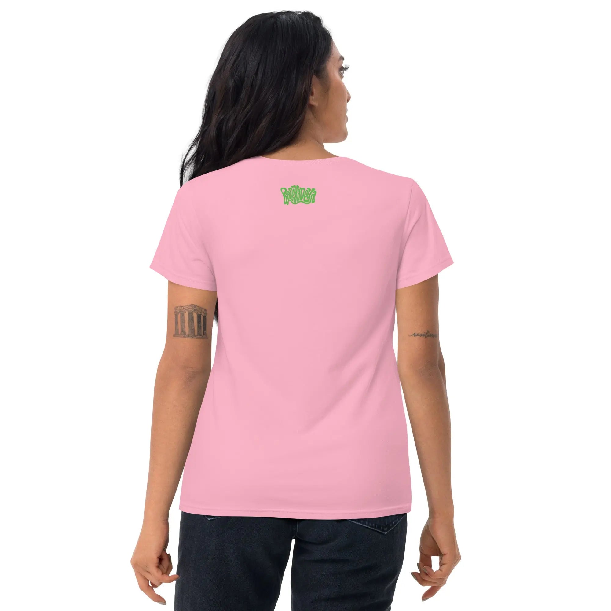 Queer Botanicals | Rainbow Rose | Women's Fitted Short Sleeve T-Shirt BaDeYaDeYa