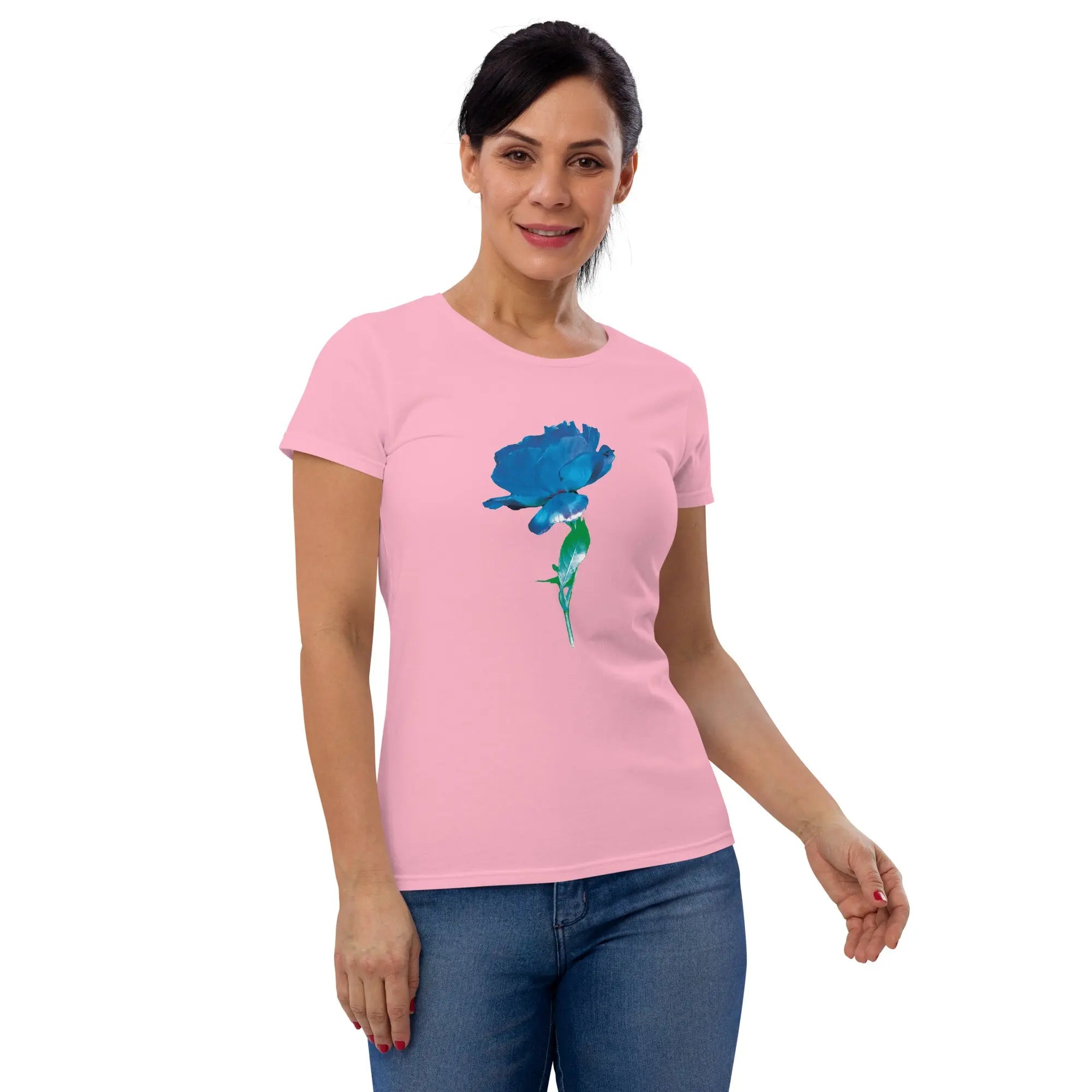 Queer Botanicals  | Blue Rose | Women's Fitted Short Sleeve T-Shirt BaDeYaDeYa