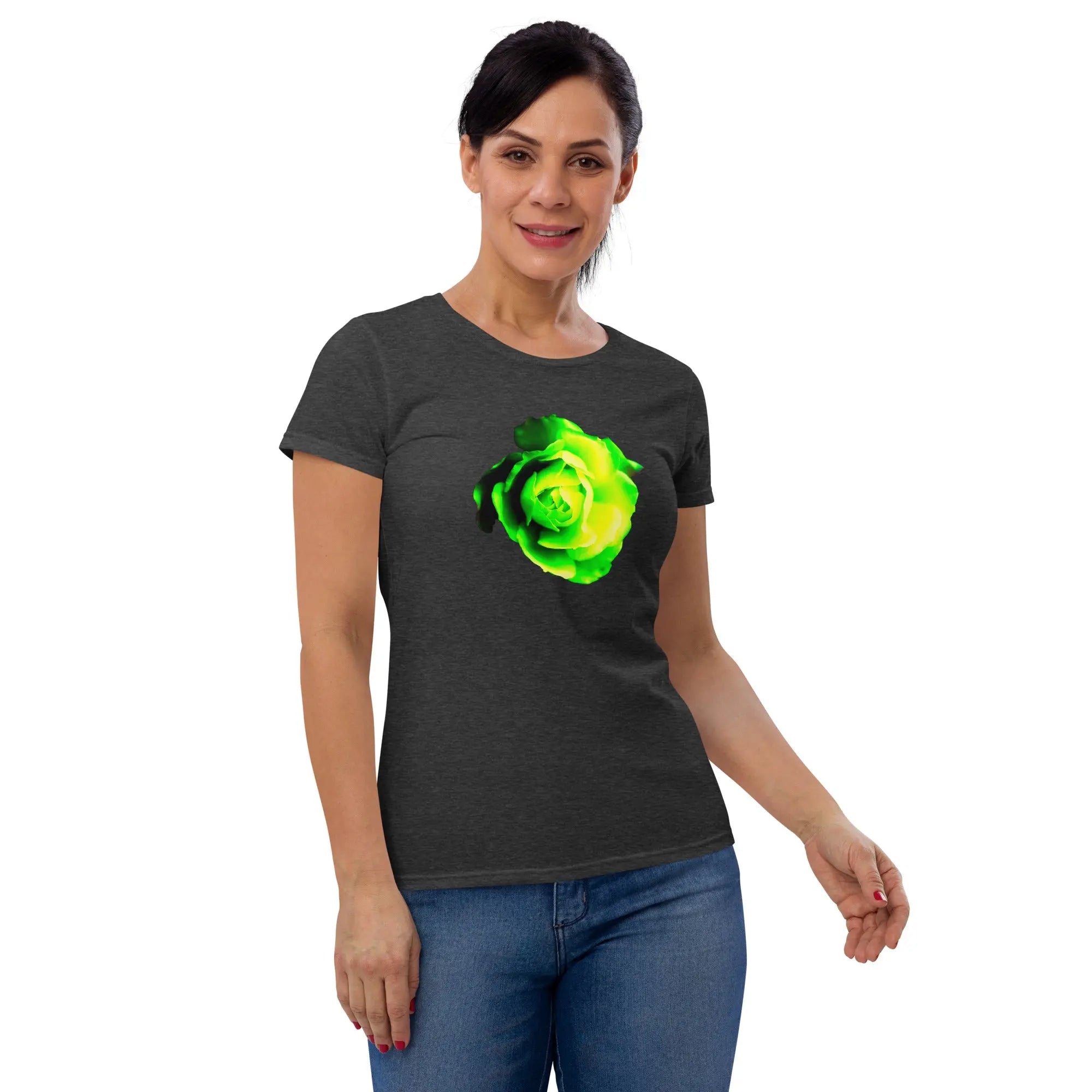 Queer Botanicals | Lime Rose | Women's Fitted Short Sleeve T-Shirt BaDeYaDeYa