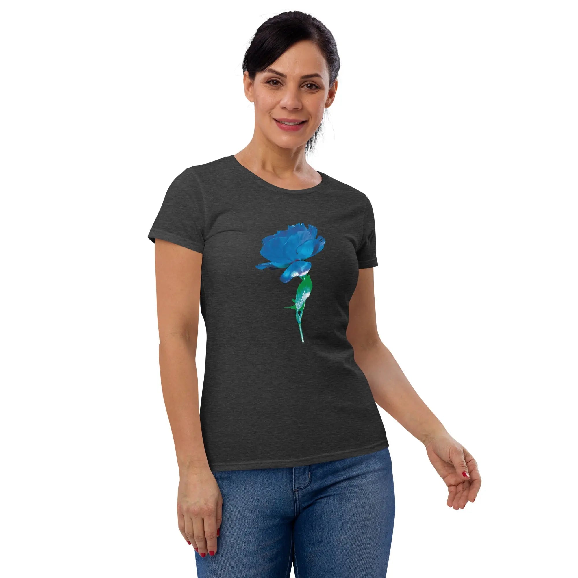 Queer Botanicals  | Blue Rose | Women's Fitted Short Sleeve T-Shirt BaDeYaDeYa