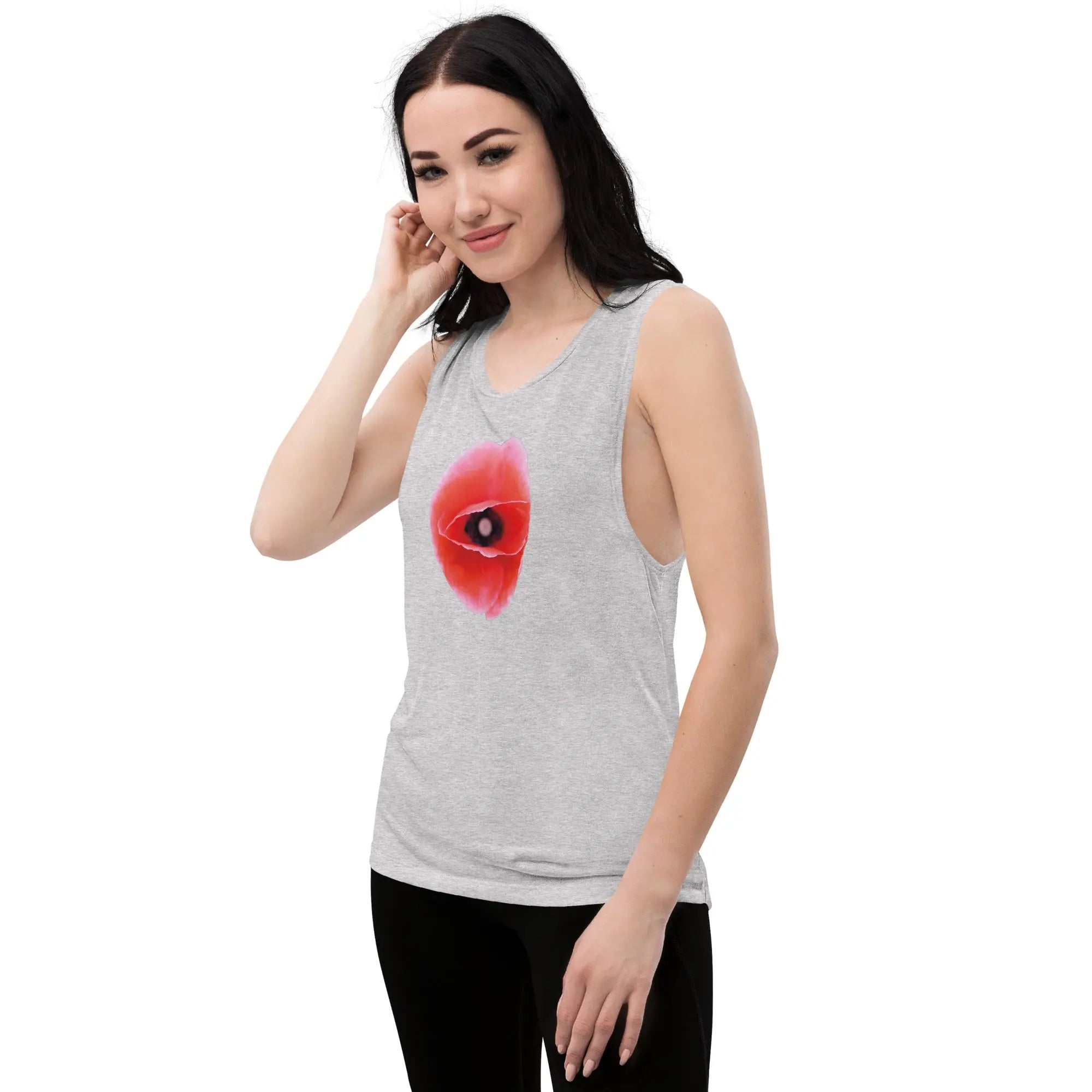 Queer Botanicals | Red Poppy | Women's Muscle T-Shirt BaDeYaDeYa