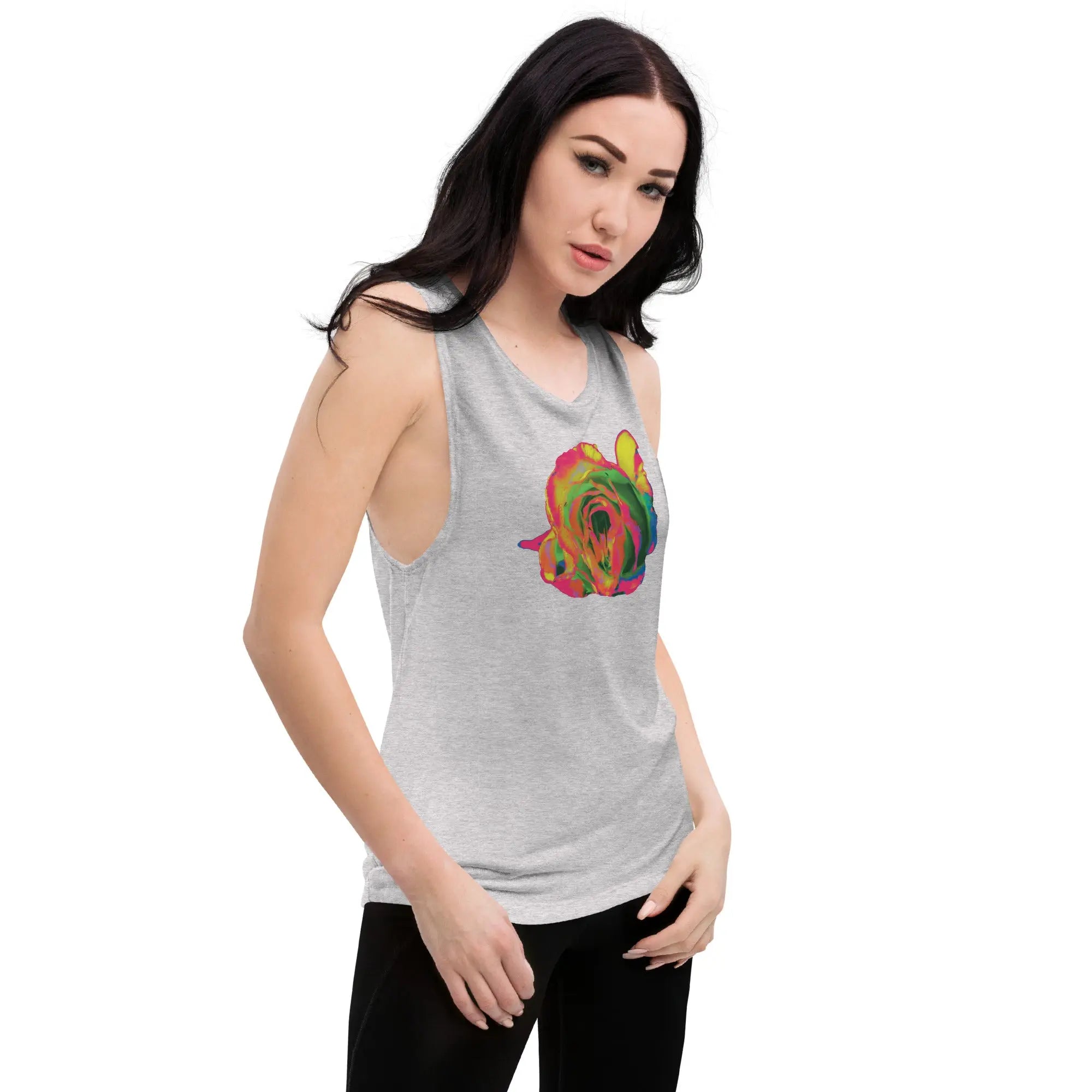 Queer Botanicals | Rainbow Rose | Women's Muscle T-Shirt BaDeYaDeYa