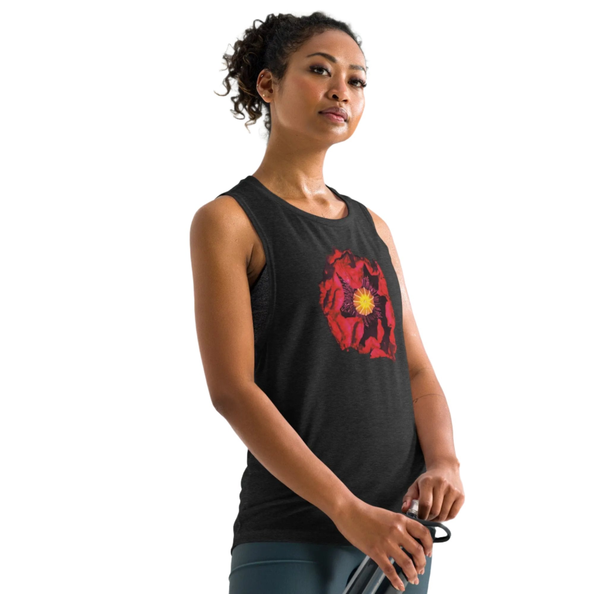 Queer Botanicals | Opening Red Poppy | Women’s Muscle T-Shirt BaDeYaDeYa