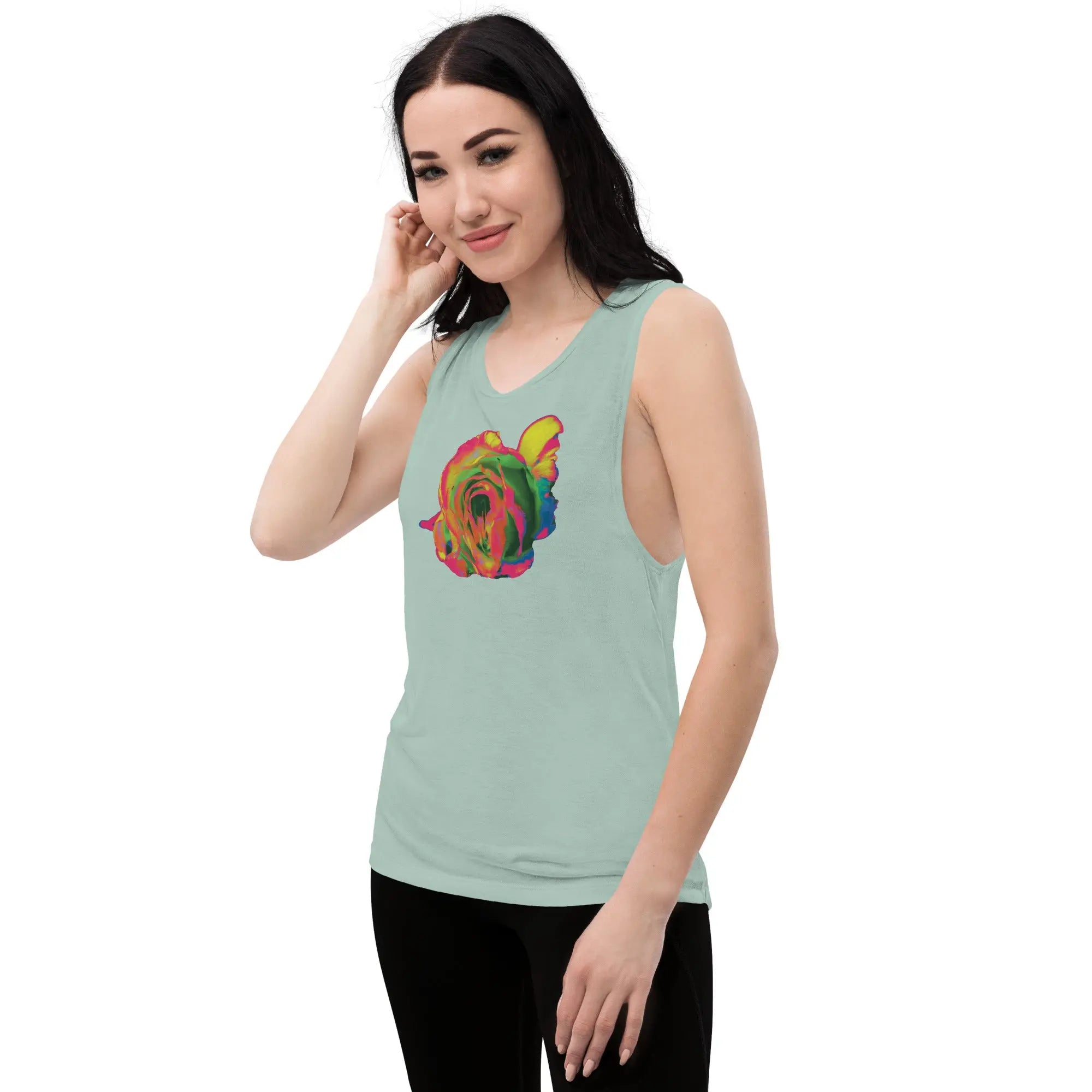 Queer Botanicals | Rainbow Rose | Women's Muscle T-Shirt BaDeYaDeYa