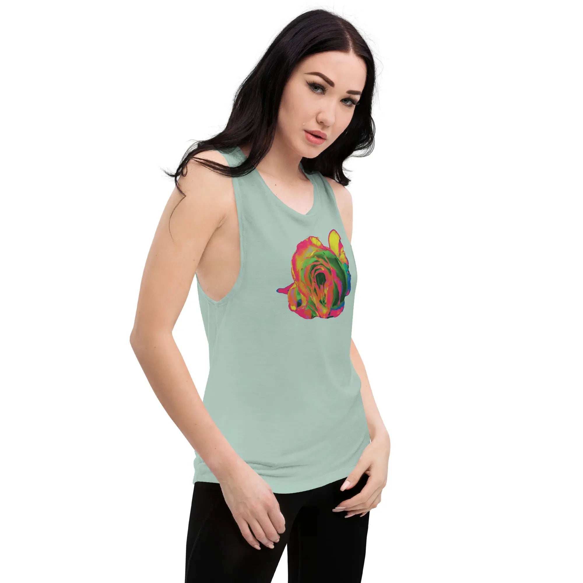 Queer Botanicals | Rainbow Rose | Women's Muscle T-Shirt BaDeYaDeYa