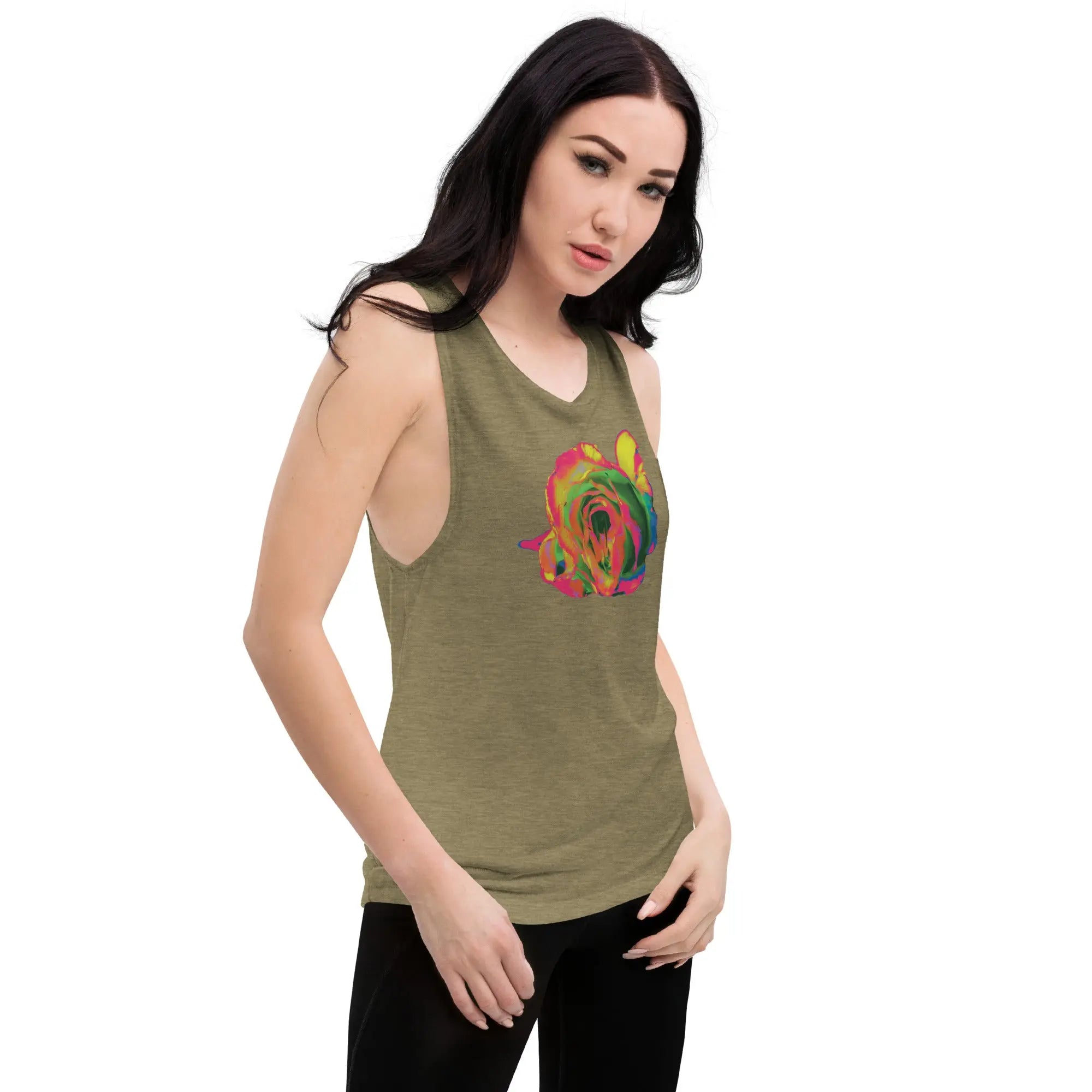 Queer Botanicals | Rainbow Rose | Women's Muscle T-Shirt BaDeYaDeYa