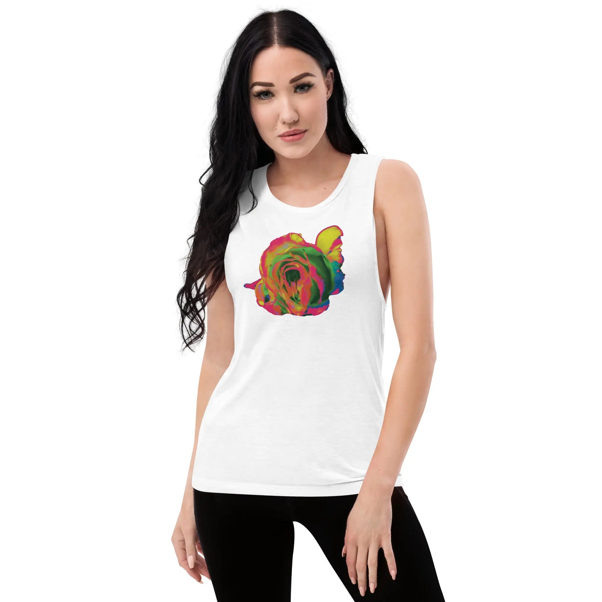 Queer Botanicals | Rainbow Rose | Women's Muscle T-Shirt BaDeYaDeYa