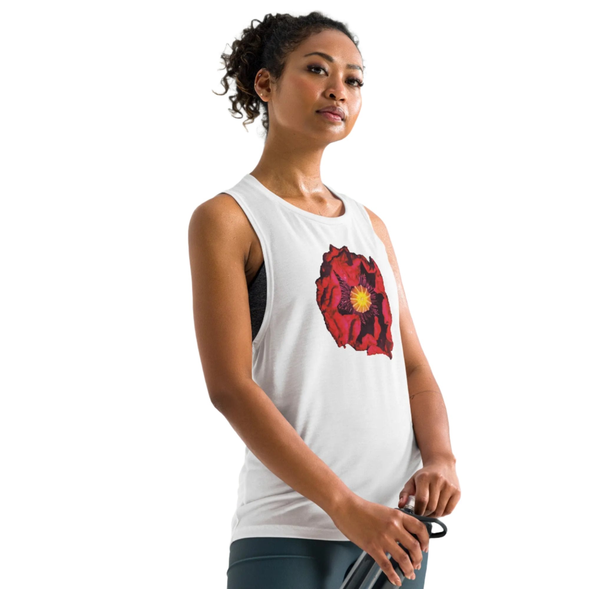 Queer Botanicals | Opening Red Poppy | Women’s Muscle T-Shirt BaDeYaDeYa