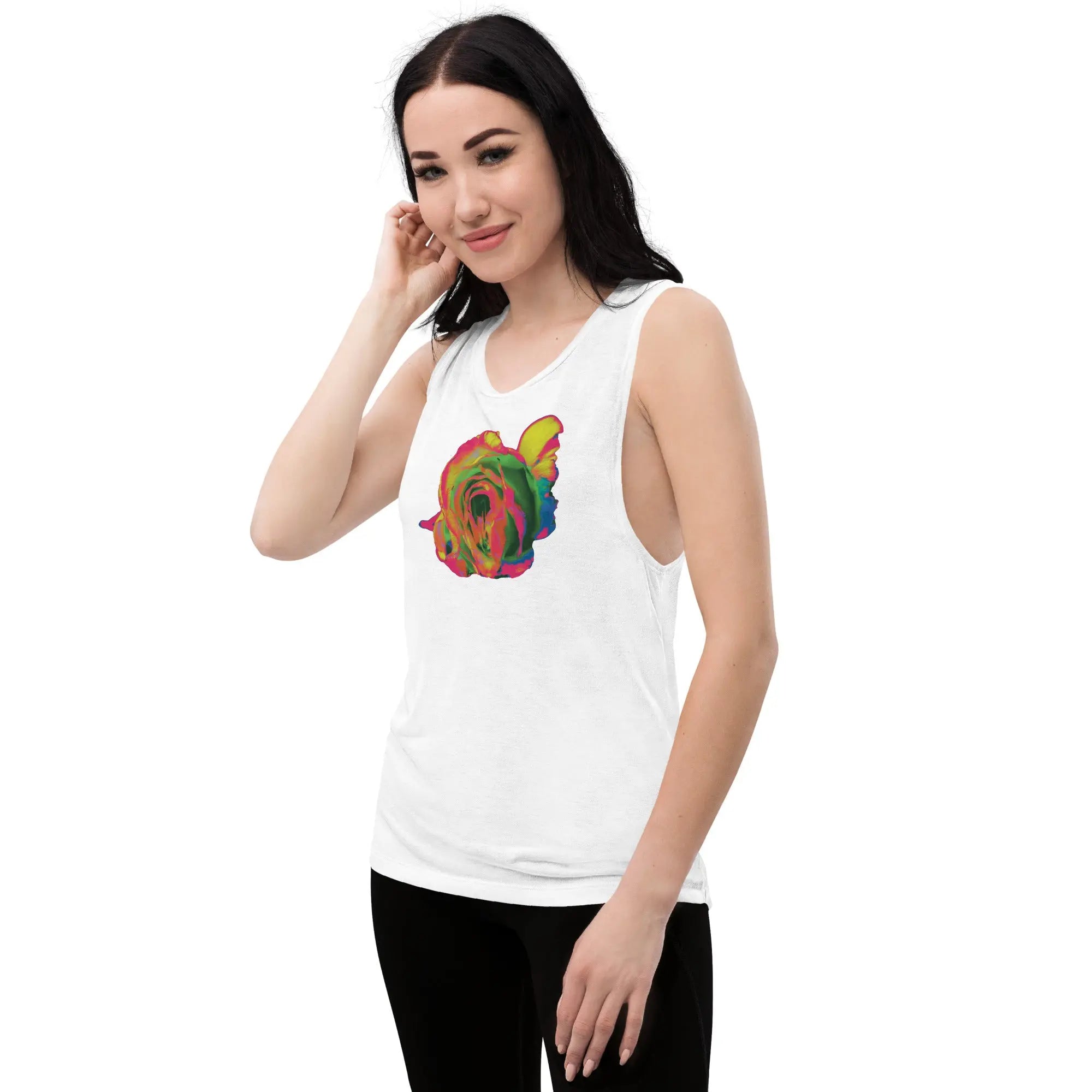 Queer Botanicals | Rainbow Rose | Women's Muscle T-Shirt BaDeYaDeYa