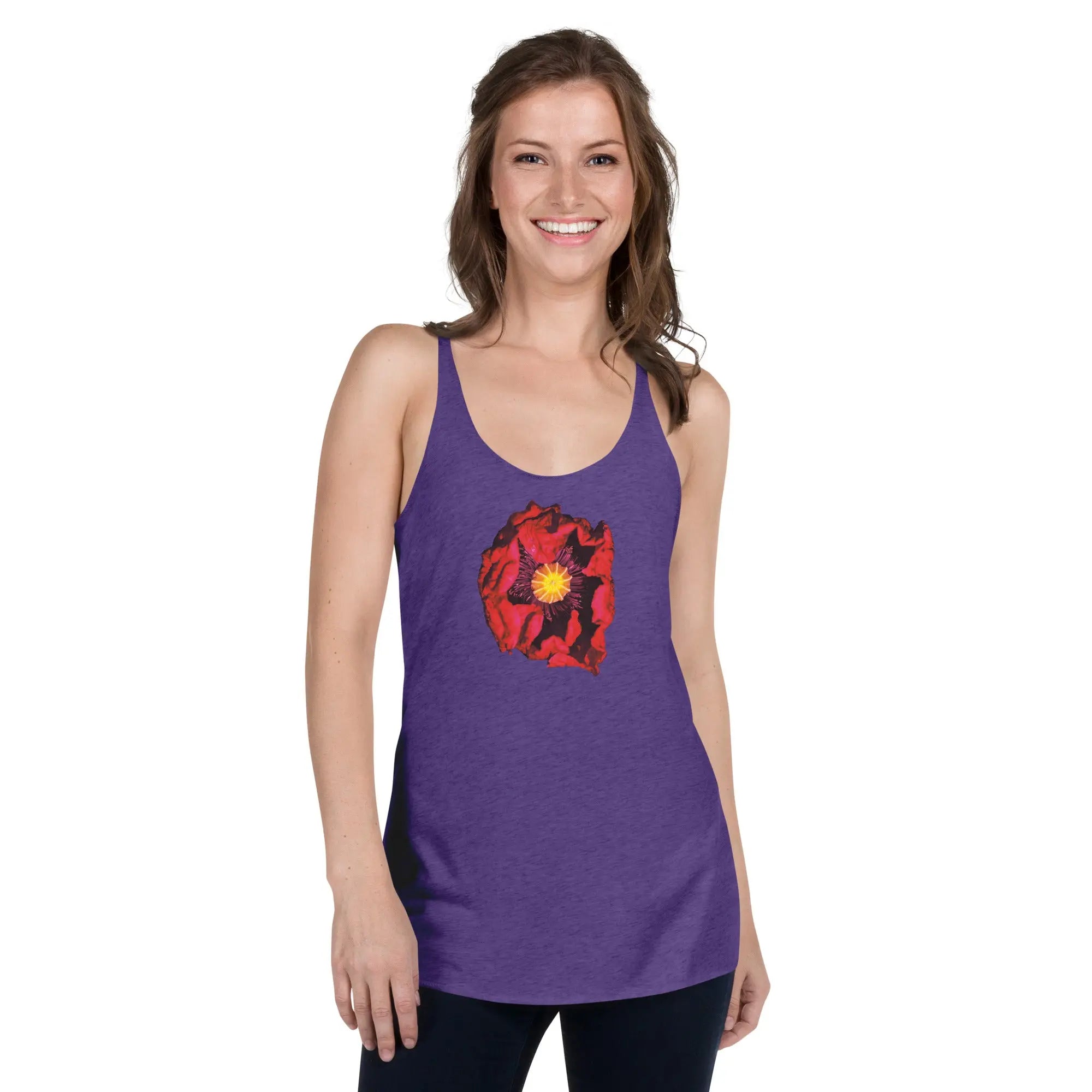 Queer Botanicals | Opening Red Poppy | Women's Racerback Tank Top BaDeYaDeYa