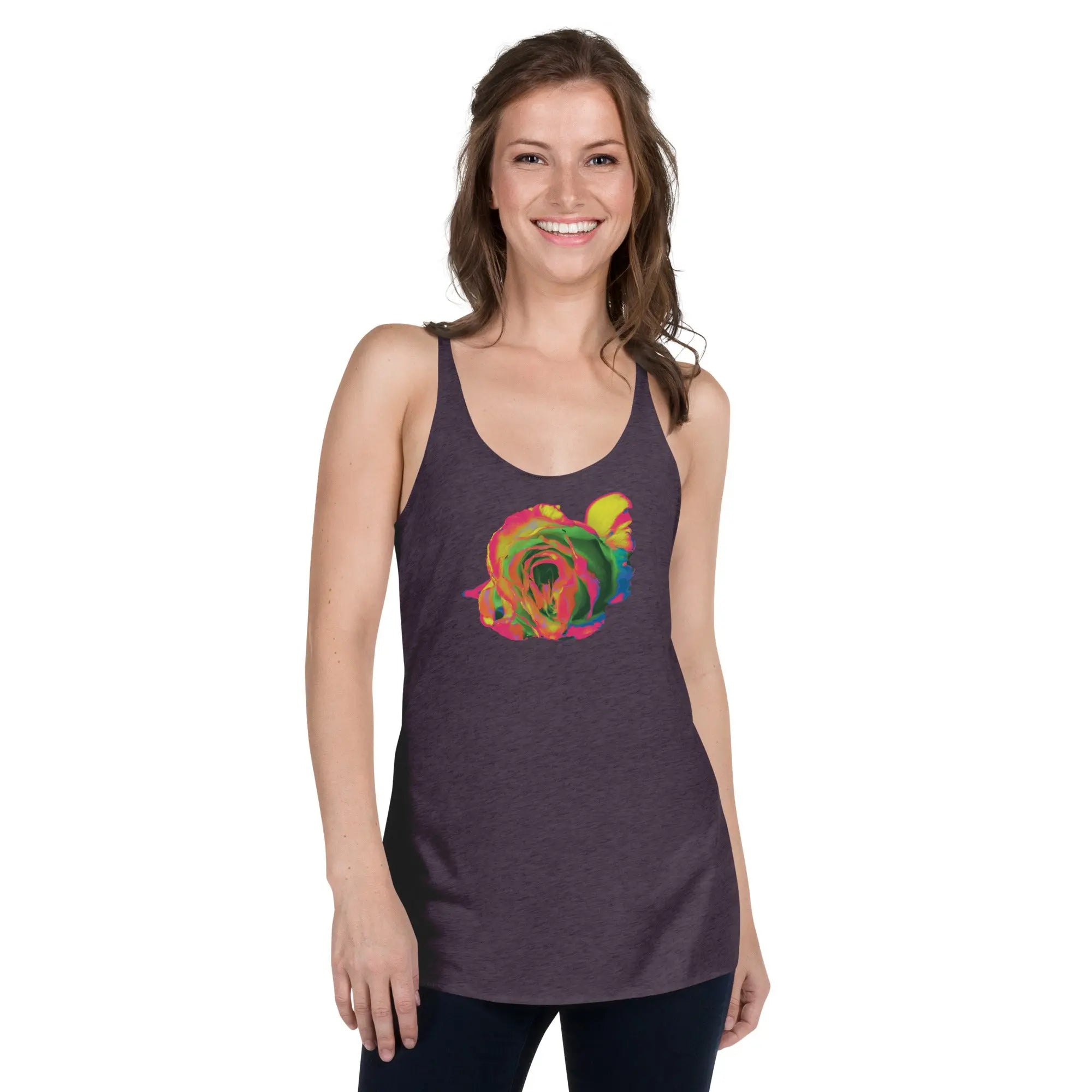 Queer Botanicals | Rainbow Rose | Women's Racerback Tank Top BaDeYaDeYa