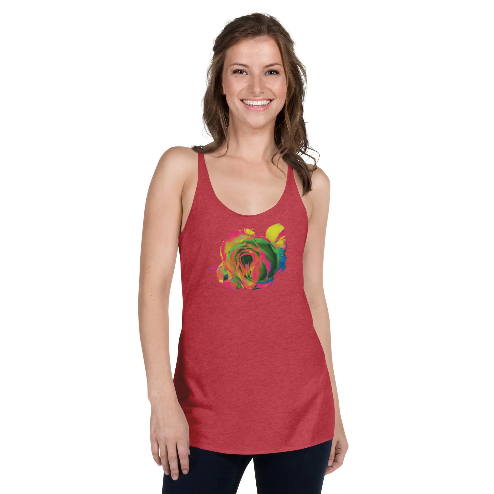 Queer Botanicals | Rainbow Rose | Women's Racerback Tank Top BaDeYaDeYa