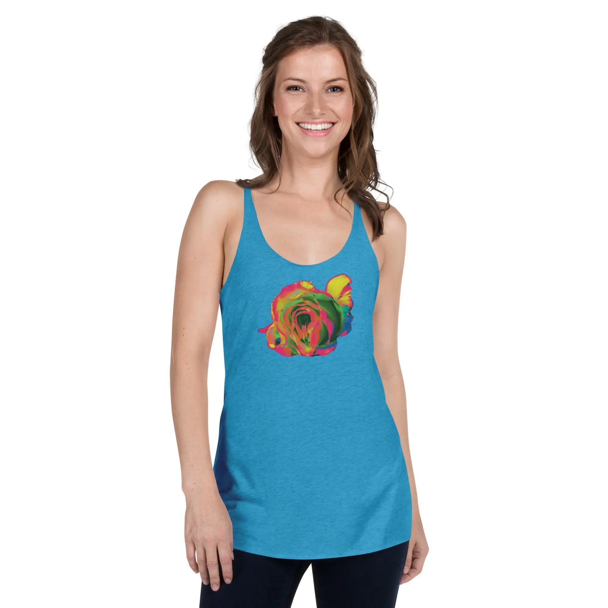 Queer Botanicals | Rainbow Rose | Women's Racerback Tank Top BaDeYaDeYa